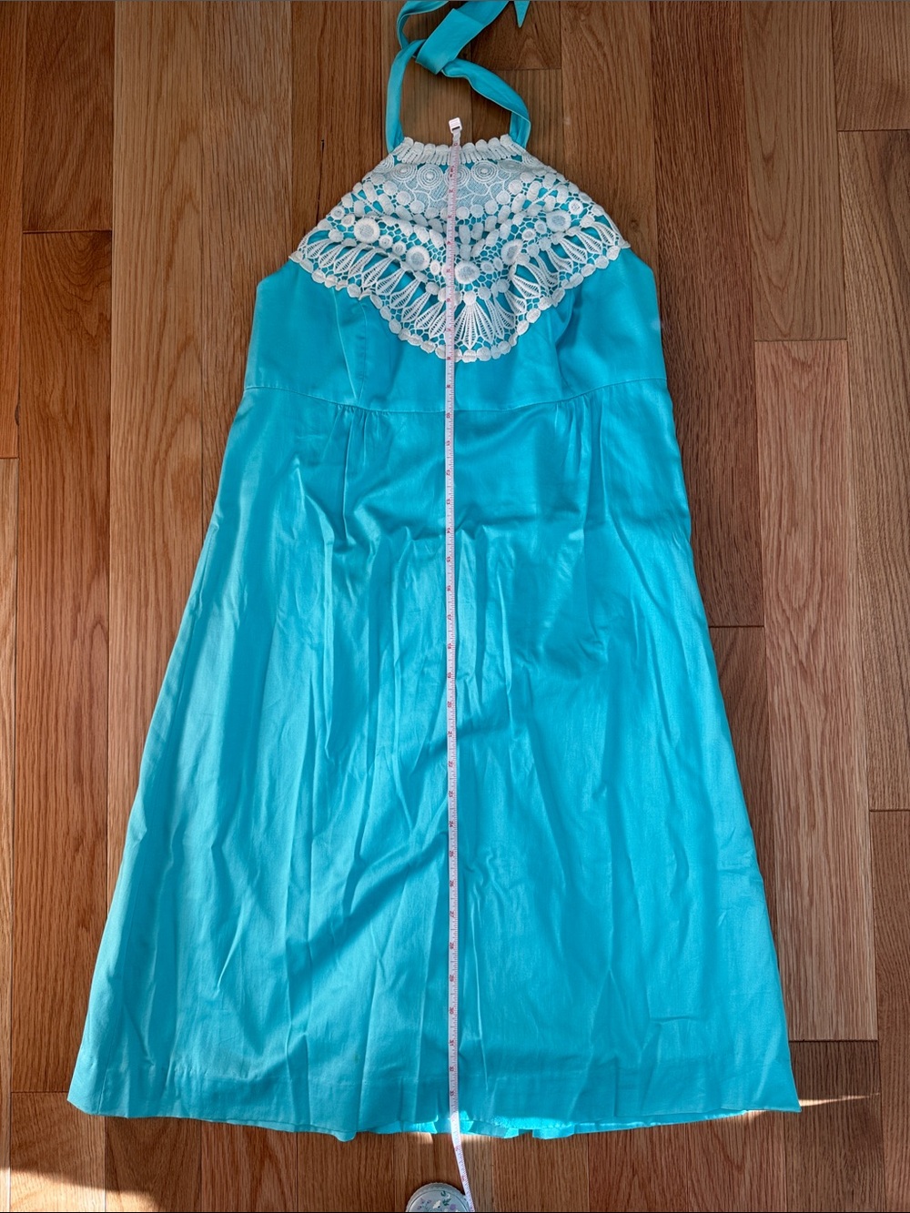 Lilly Pulitzer Turquoise Halter Dress with Lace - Picture 9 of 10